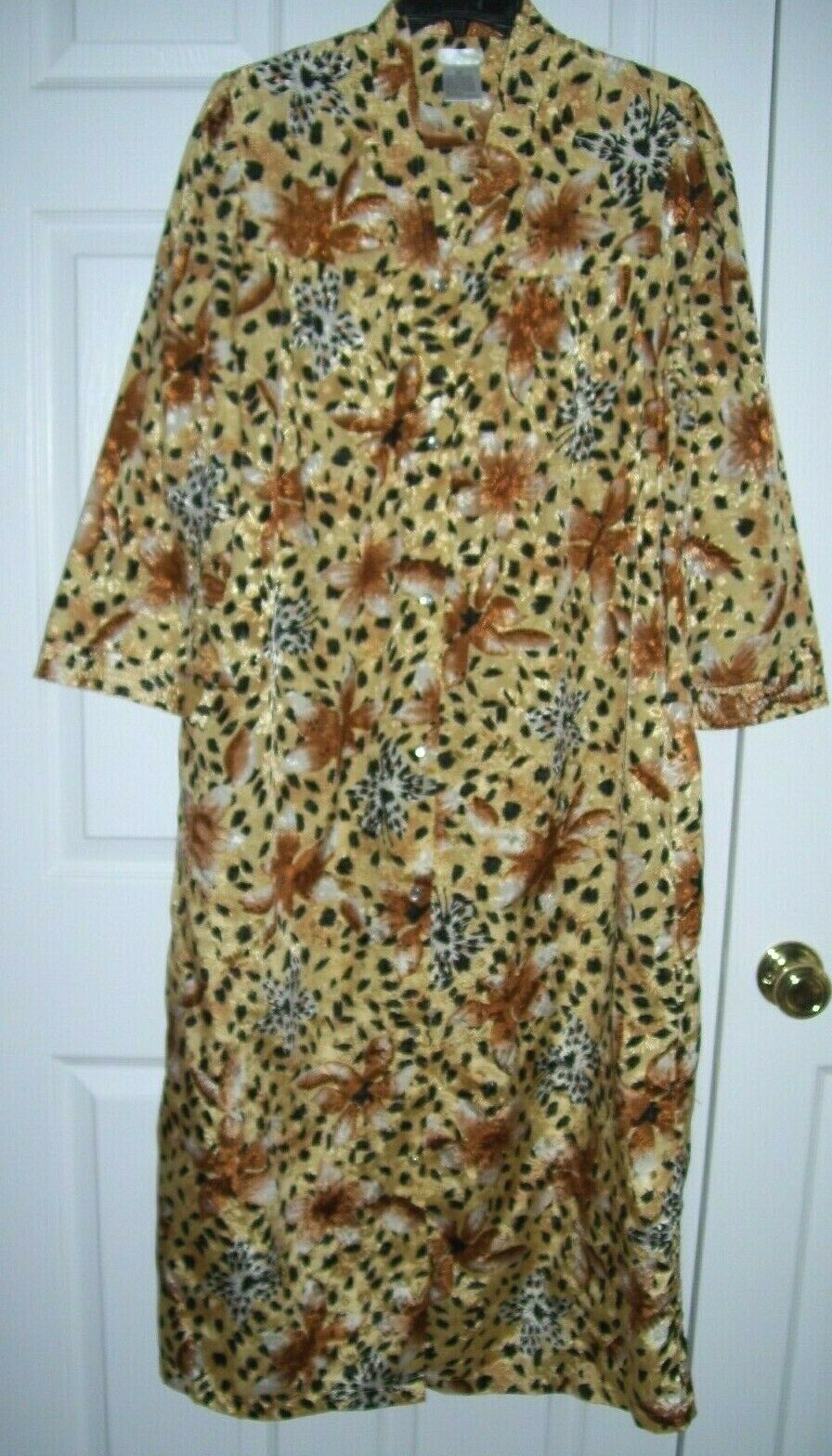 Simply Basic Women Robe M Snap Up 3/4 Sleeve 100% Polyester Multi-color #101